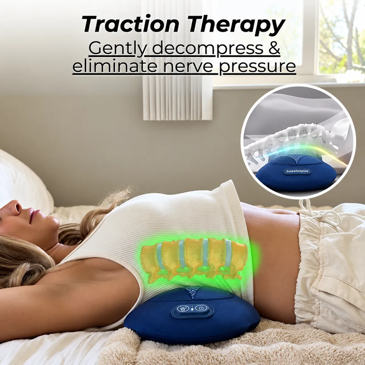 Gentle traction with the SmoothSpine massager