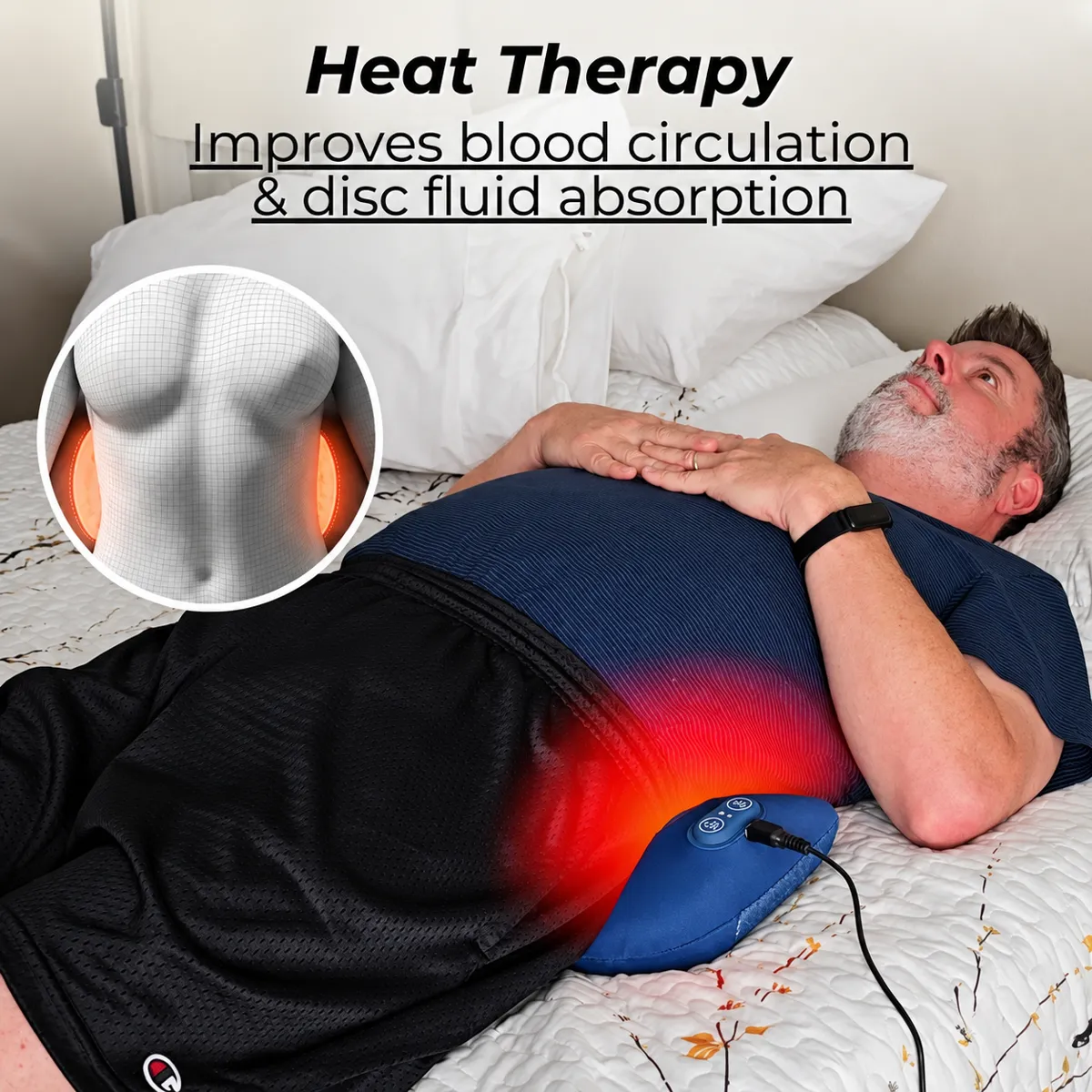 Soothing heat with the SmoothSpine massager
